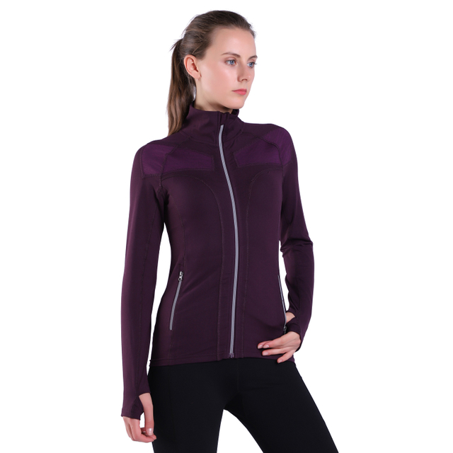 Løpe Define-jakke for kvinner, Slim Fit Athletic, myke lange ermer Reflekterende glidelåsoverdeler
